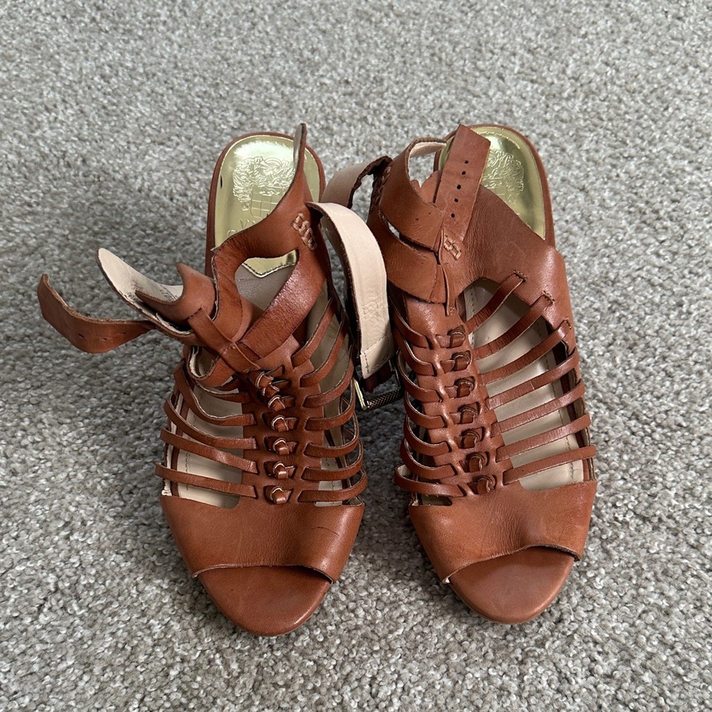 Vince Camuto Tan Leather Strappy Sandals